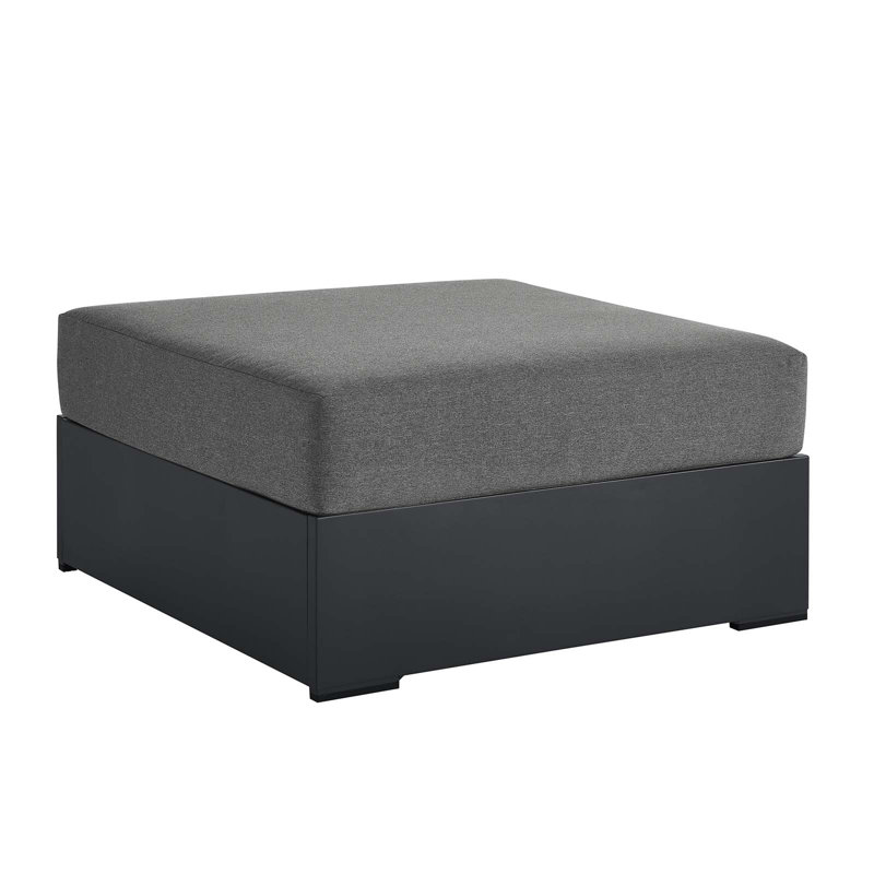 Modway Tahoe Metal Outdoor Ottoman, Charcoal