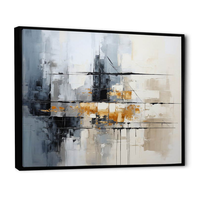Gerilyn Grey Collage Reflections II - Abstract Collages Wall Decor, 34" H x 44" W x 1.5" D, Black Floater Framed