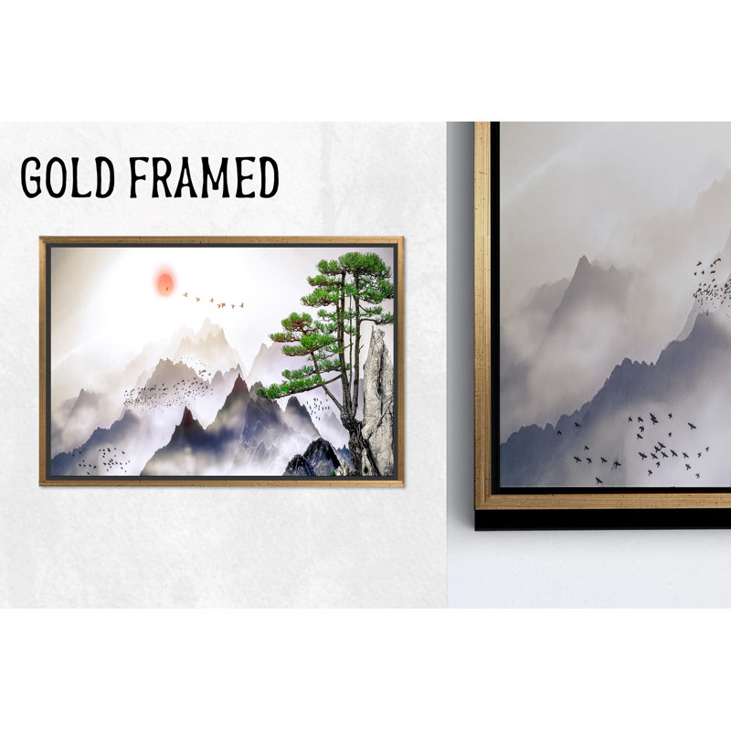 Toile imprimée japonaise, vue sur la montagne japonaise, œuvre d'art paysage 1P, H: 47,3 po x l: 82,7 po