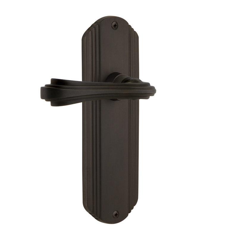 Deco Plate Privacy (Bed & Bath) with Fleur Lever, 2.75", Oil-Rubbed Bronze