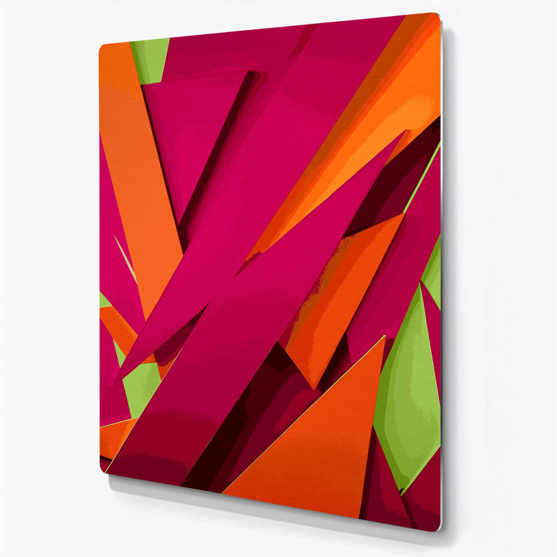 Art abstrait en métal rouge 19 formes abstraites, H 11 po x l 14 po
