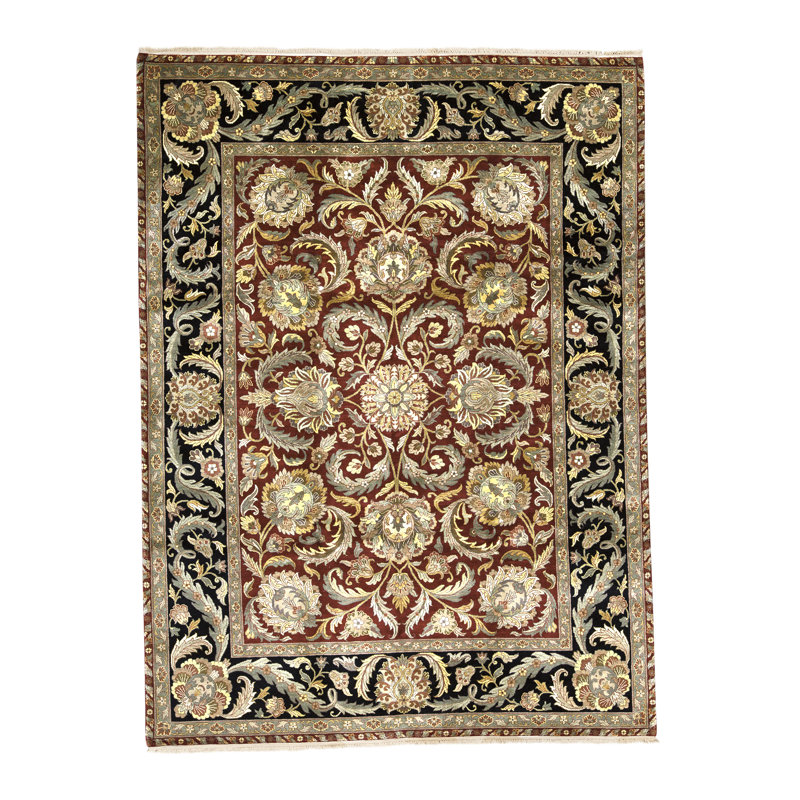 Tapis rouge et bleu noué à la main de haute qualité