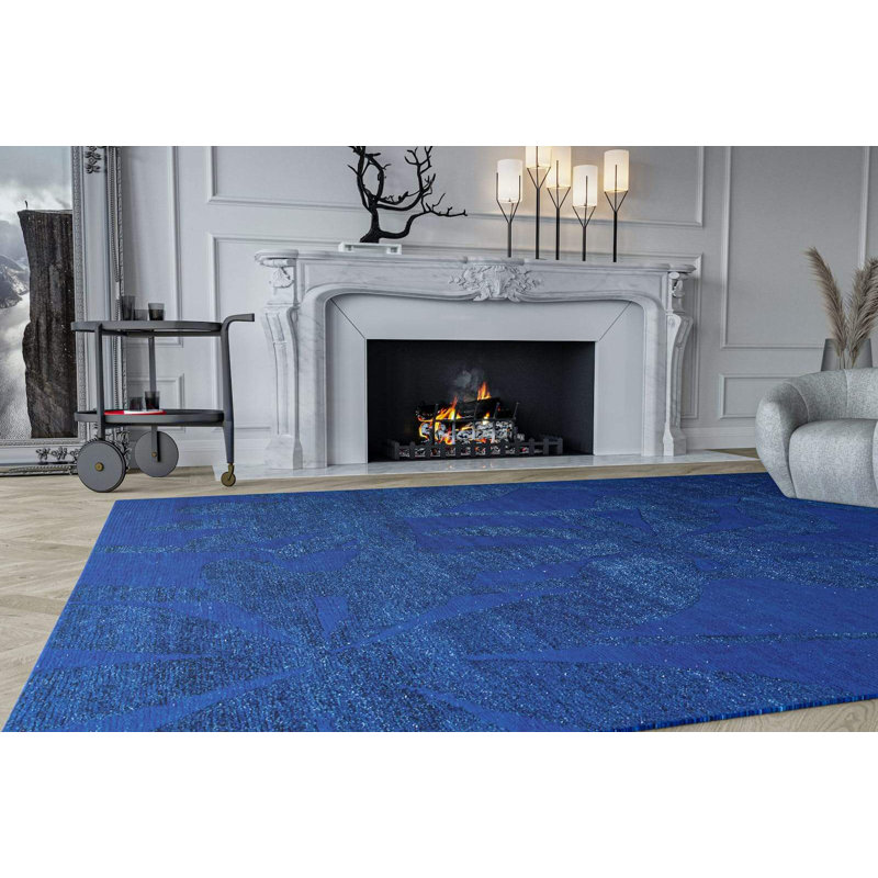 Paradise Floral Area Rug in Blue, Rectangle 3' x 5'