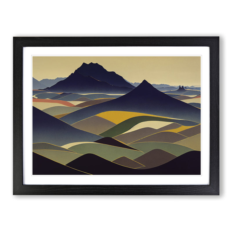 Welcoming Abstract Mountains - Framed Print, Black Framed, 46cm H x 64cm W x 2cm D