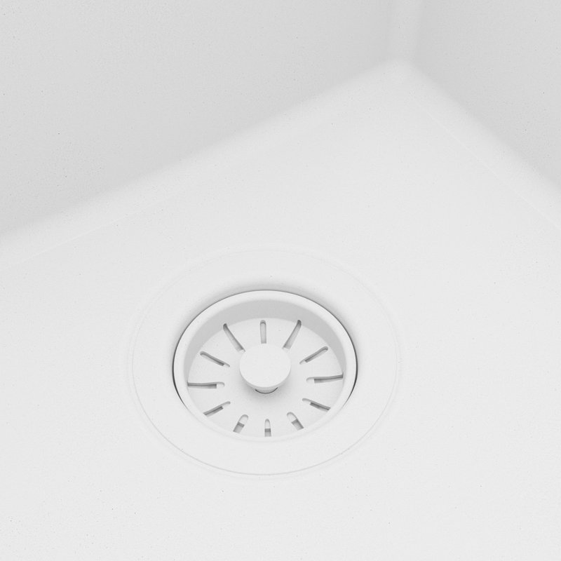 Ensemble d'évier de cuisine à double cuve encastrable en quartz 32 po Karran, Blanc mat
