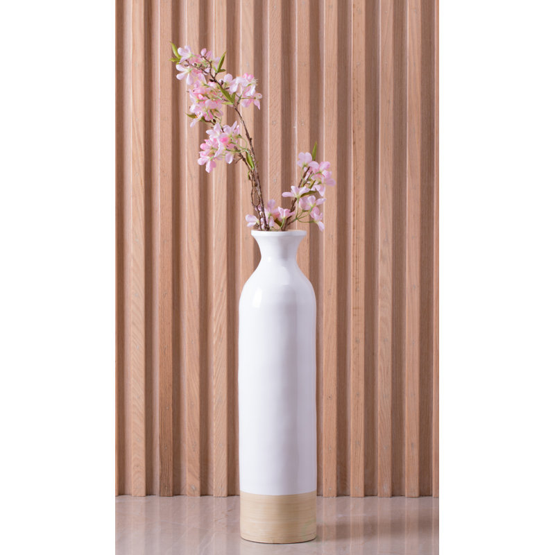 Hauts vases de plancher en bambou Dylon, H 24 po x l 6 po x P 6 po, Blanc, 1