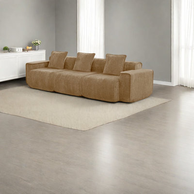 Velvet 3-seater Modern Sofa Couch, Comfortable For Home Entertainment