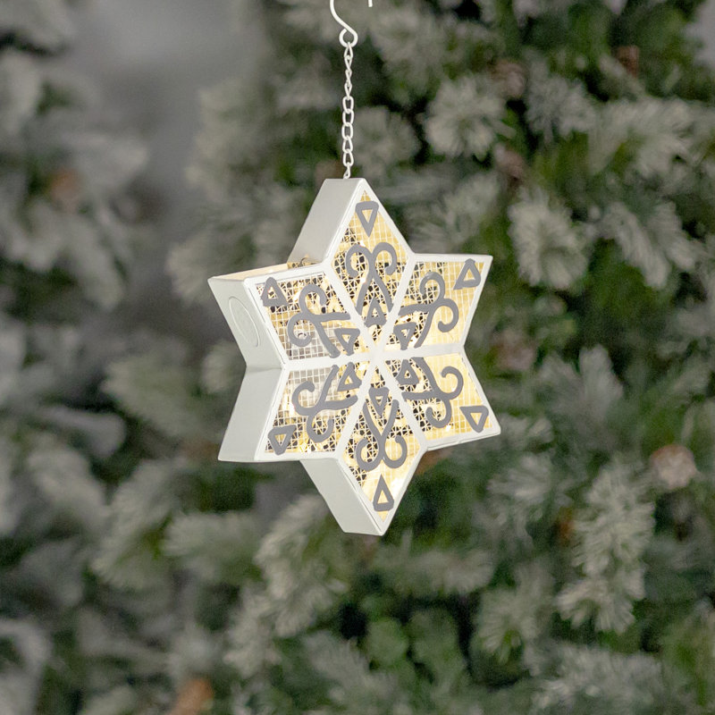 Set of 3 Hanging Light-Up Six-Point Star Snowflakes in Assorted Sizes