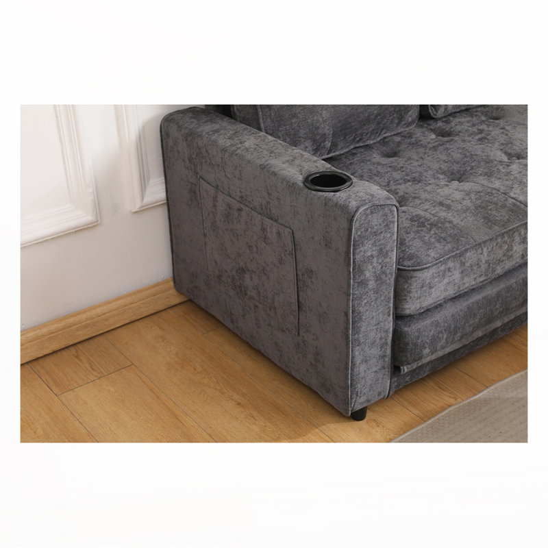 Convertible Futon Couch Sleeper Sofabed, Dark Gray