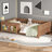 Twin Low Platform Bed With Built-in Bookshelf Safety Guardrail, Twin Size Solid Wood Montessori Bed Frame For Kids, Boys, Girls, Easy Assemble ( Twin, Natural, Bookshelf )-716455594-716455597