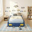 Lit voiture de course simple AVELOR avec rails de sécurité, tête de lit avec rangement, assemblage facile pour les adolescents-129527457