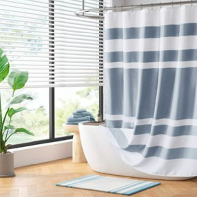 1 PCS 36x72'' Shower Curtain with 3M Treatment Dark Blue