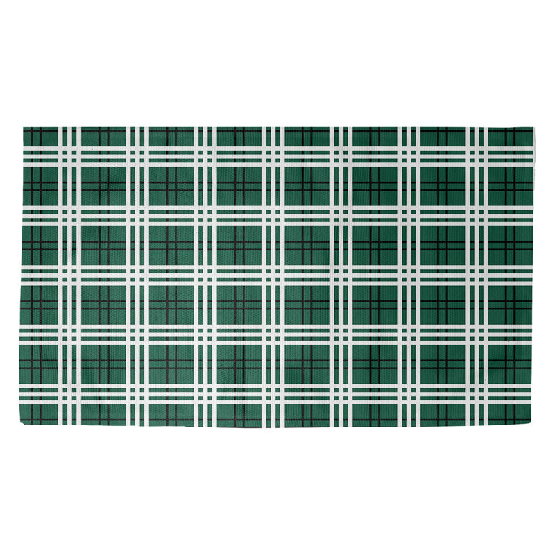 Carreaux verts faits à la main/noir/Tapis décoratif blanc, Rectangle 3 pi x 5 pi