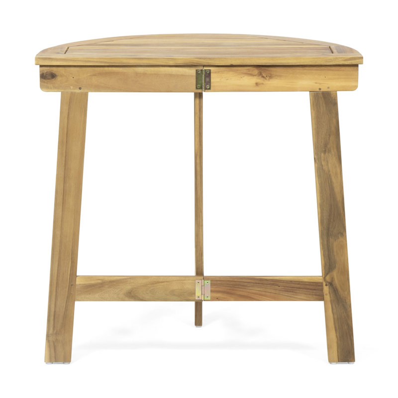 Natural Wood Bistro Table, Foldable For Effortless Storage Half-Round Design, Functionality