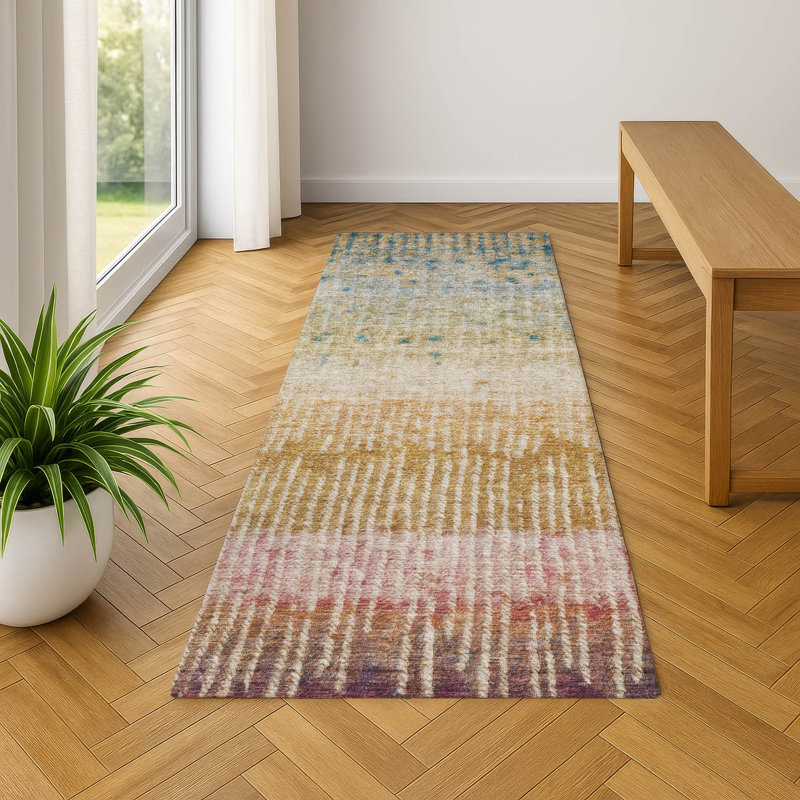 Machine Washable Indoor/Outdoor Chantille ACN2811 Modern Rug, Gold, 2'3" x 7'6" Runner