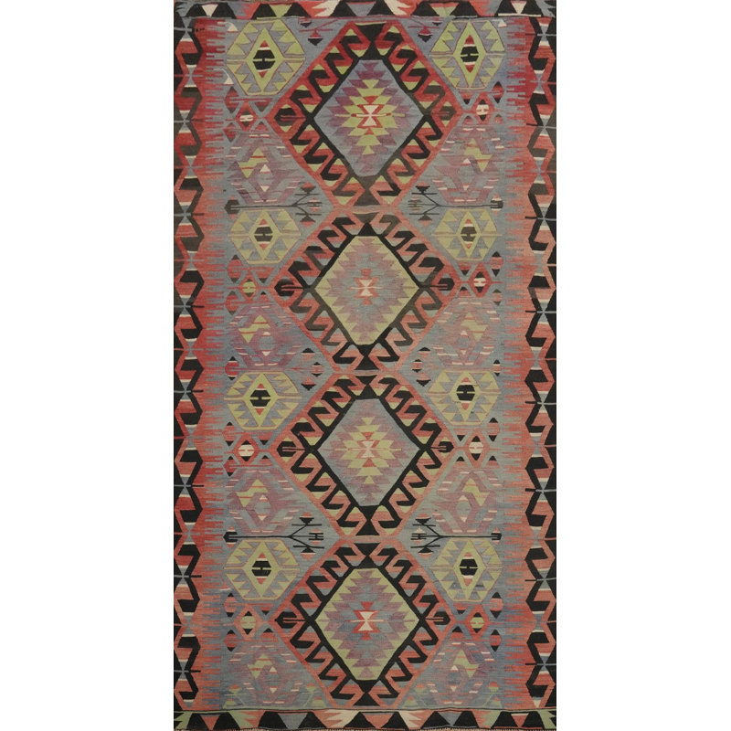 Vegetable Dye Kilim Geometric Area Rug 5x10