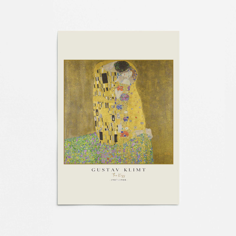 «The Kiss» par Gustav Klimt v3 , Ne s’applique pas, H 36 po x l 24 po x P 0,1 po, Impression sans cadre
