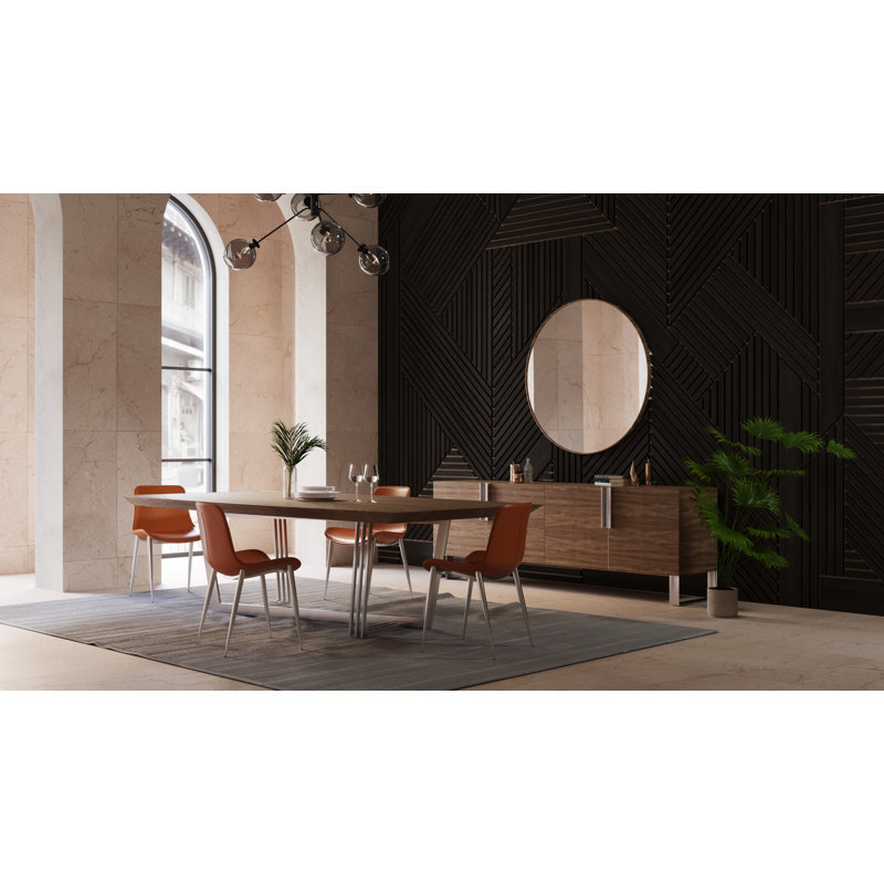 Kenilworth Walnut Dining Table, Chrome