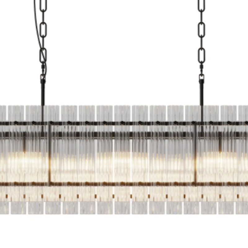 Modern Rectangular Crystal Glass Chandelier, Black