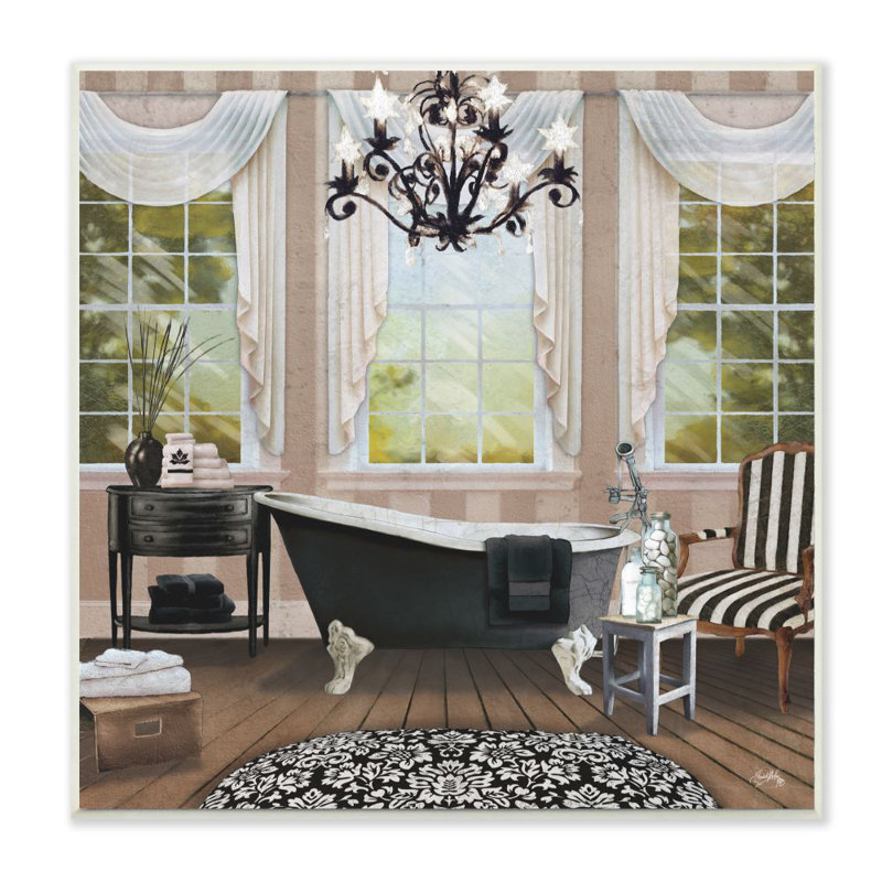 «Elegant Beautiful Bathroom», peinture, H 12 po x l 12 po x P 0,5 po, Plaque murale