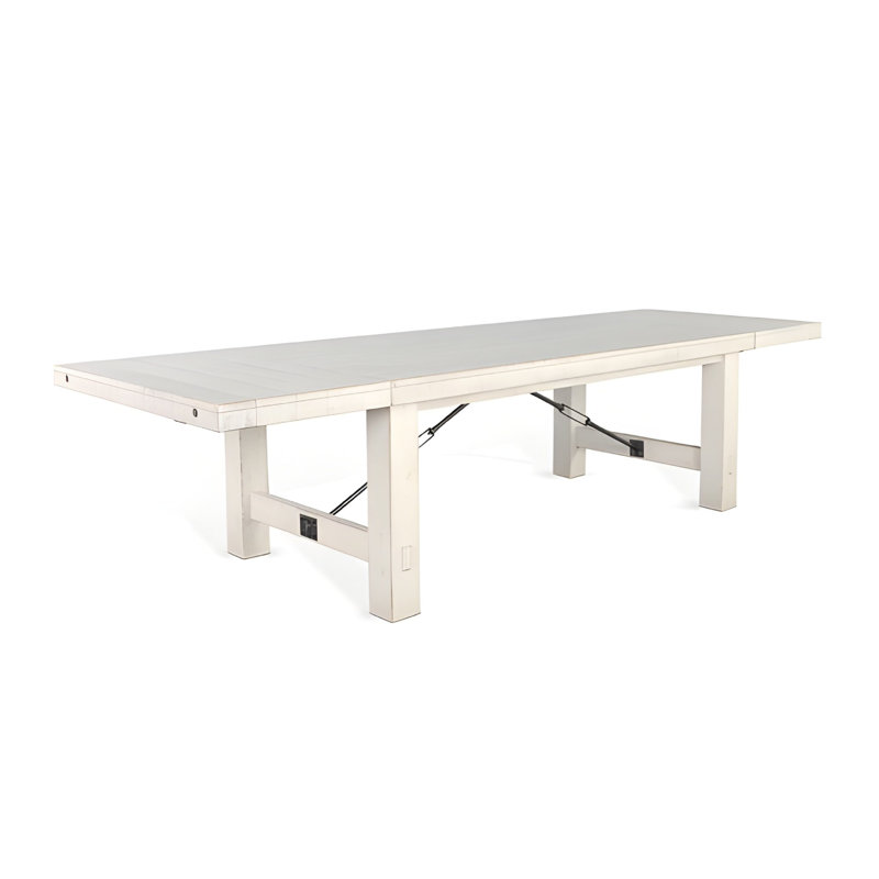 Rena Dining Table, 2 Extension Leaf, 86-122 Inch Mahogany Wood, White, 30"H x 122"L x 42"W