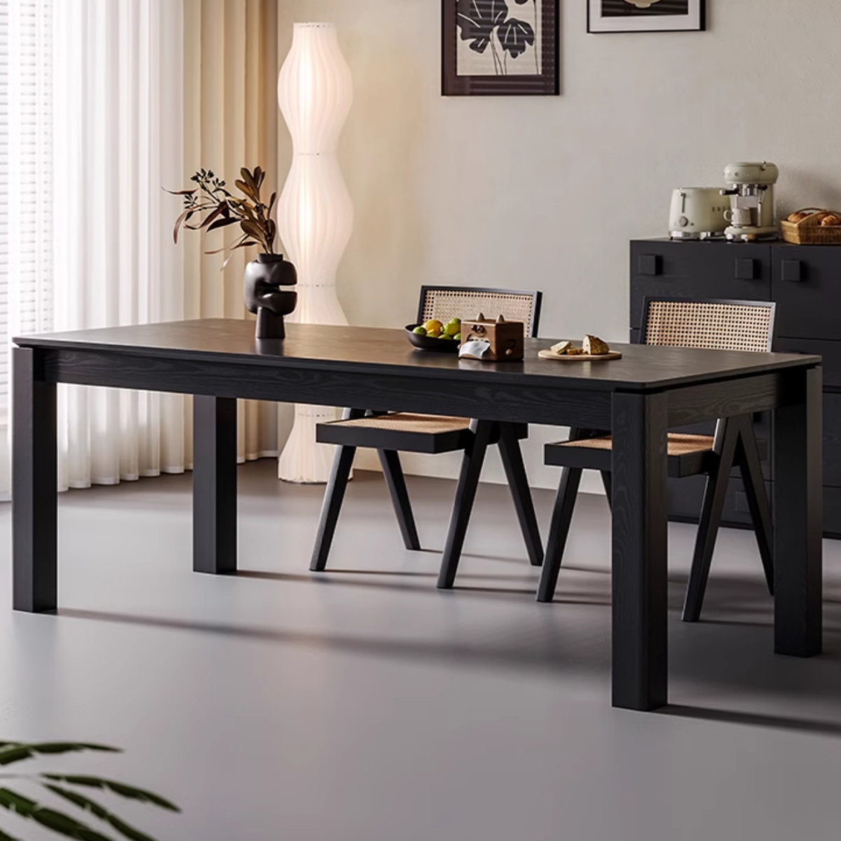 Hokku Designs 70.87" Black Rectangular Solid Wood Butterfly Leaf Dining ...