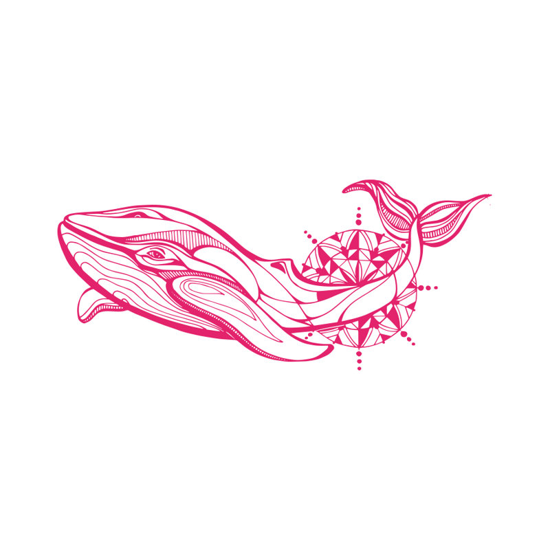 Décalcomanie murale baleine, Rose vif