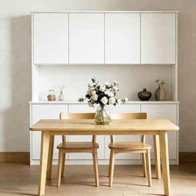 Solid Wood Rectangular Dining Table, Modern Minimalist Kitchen Table for Dining Room