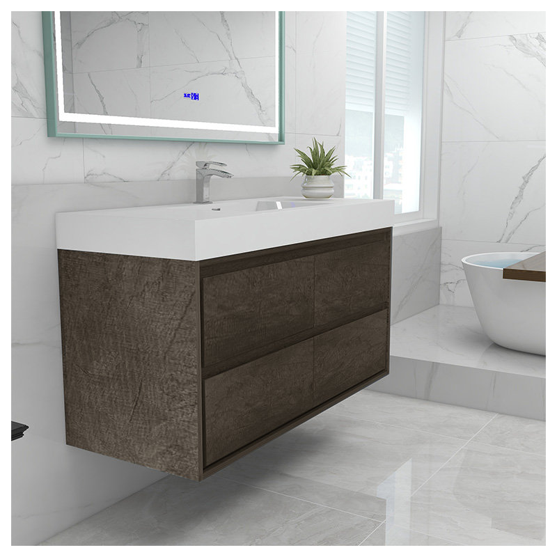 Azden 48" Wall-Mounted Single Bathroom Vanity Set, Smoke Oak