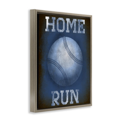 Home Run Navy Blue Sports Floating Frame, design by Marcus Prime