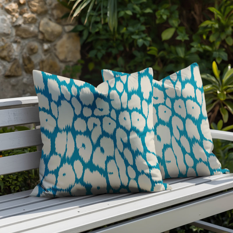 Oreiller réversible Clio Zebra, 20 x 20, Turquoise