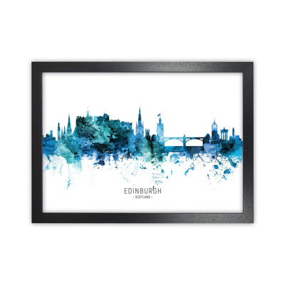 Edinburgh Scotland Skyline Blue City Name by Michael Tompsett - 1 Piece Wall Art