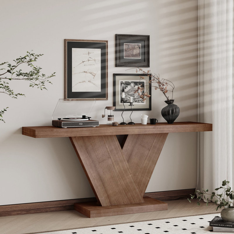 Console en bois massif Minerva, Noyer