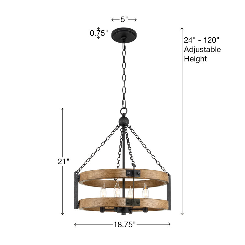 4 - Light Dimmable Drum Chandelier