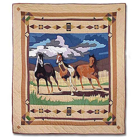 Wild Horses Quilted Throw Blanket
