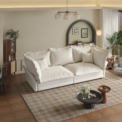 Adonia, canapé rembourré confortable de 90,55 po de style Cloud, sièges profonds avec plusieurs grands coussins moelleux, chaise longue convertible pour salon, chambre à coucher, appartement, bureau