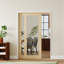 Porte de placard coulissante, porte coulissante en bois massif à conception miroir avec ensemble de rails et guide de plancher, panneau de porte pré-percé à assembler, panneau de fibres à densité moyenne-118138258-118138257