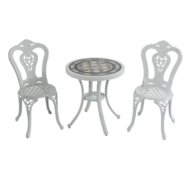 Darl Round 2 - Person 30.17'' Long Bistro Set, White, 27.56"Hx24"Wx24"L