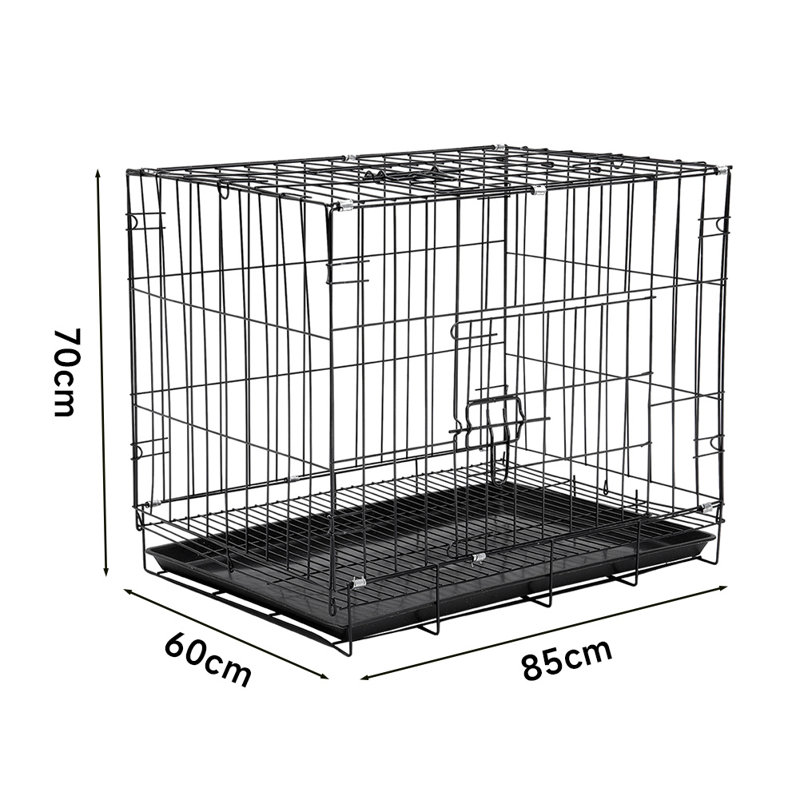 Warsaw Plastic Tray Iron Pet Cage with 2 Doors, Large (70cm H x 85cm W x 60cm D)