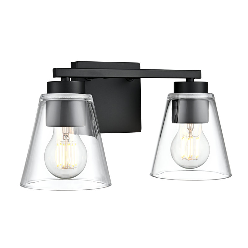 Meuble-lavabo 2 lumières 13 po Strayhan - Noir mat, 13 po de largeur, Noir mat, Deux lumières