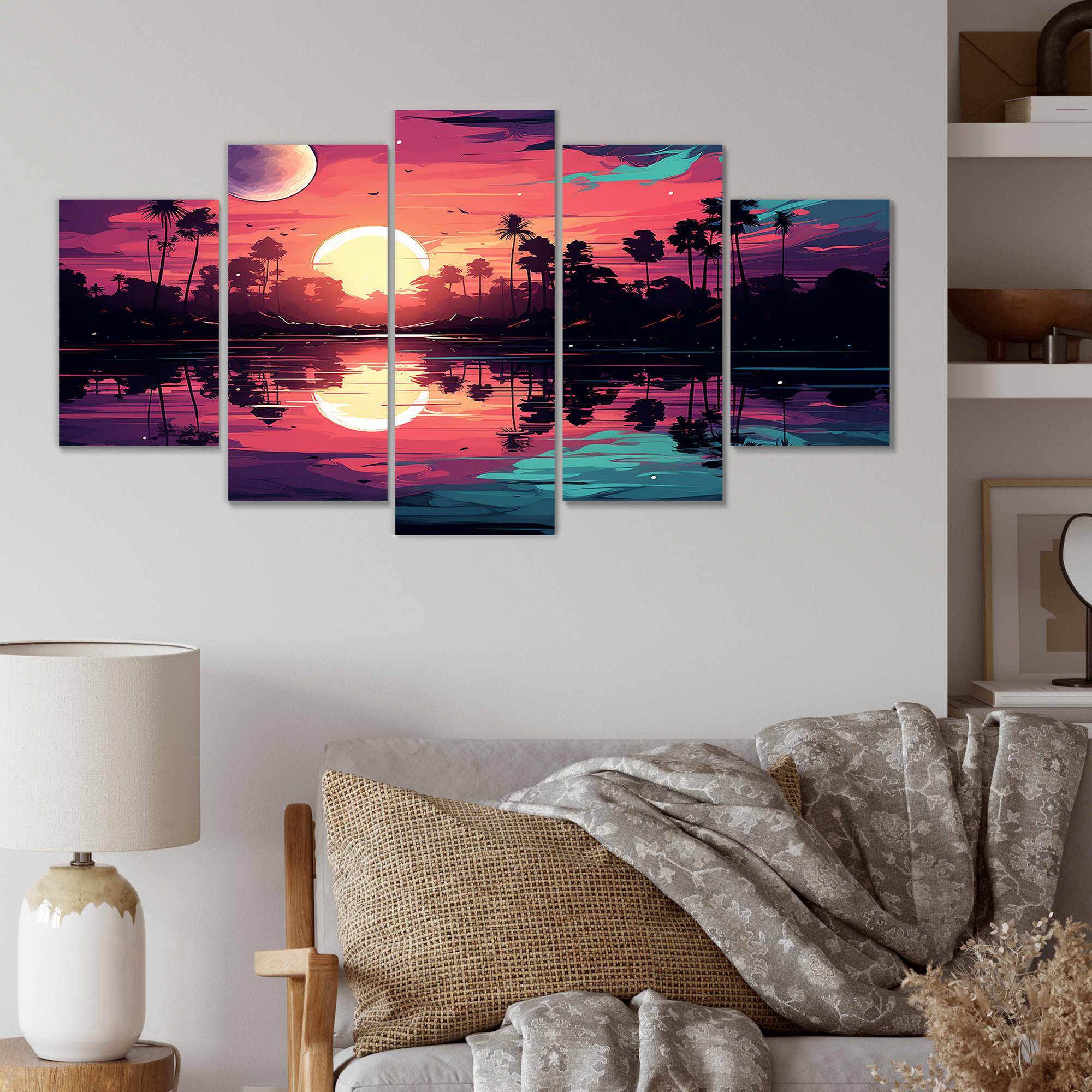 Lark Manor Purple Sunset Bold Landscape - Coastal Sunset Multipanel ...