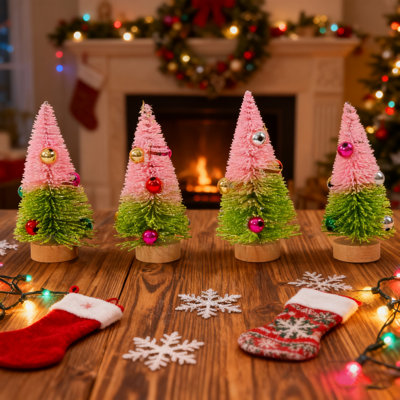 4Pcs Mini Christmas Tree, Mini Desktop Decorations, Christmas Decorations, Home Desktop Decorations, Office And Family Party Decorations, Christmas Gifts