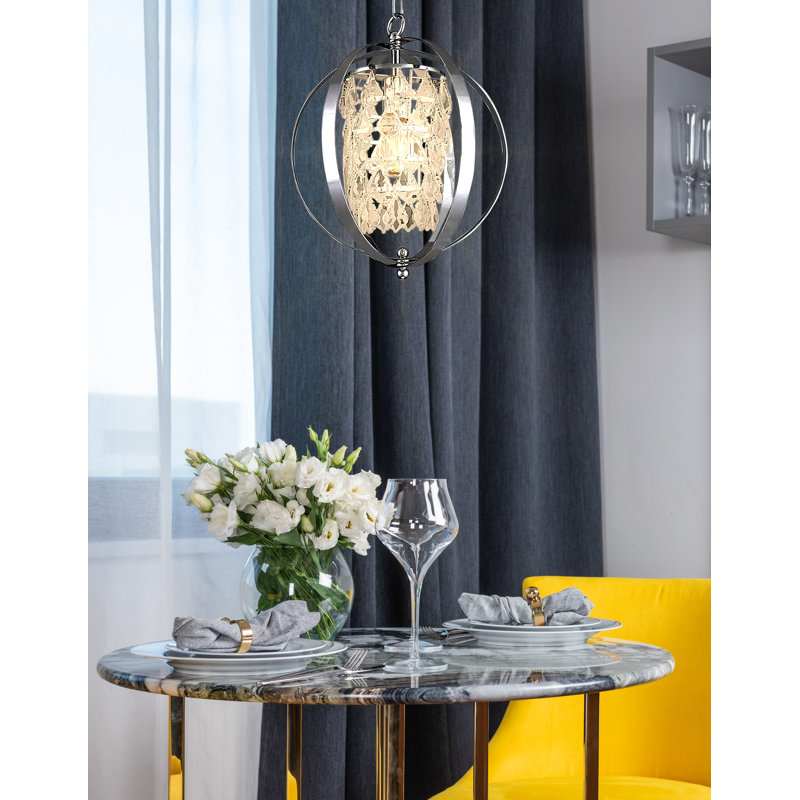 Dennita 12.6 - Inch Unique Statement Globe Pendant with Crystal Accents