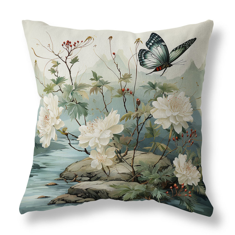 Coussin décoratif réversible intérieur / extérieur Butterfly Crest Ridge, H 16 po x l 16 po