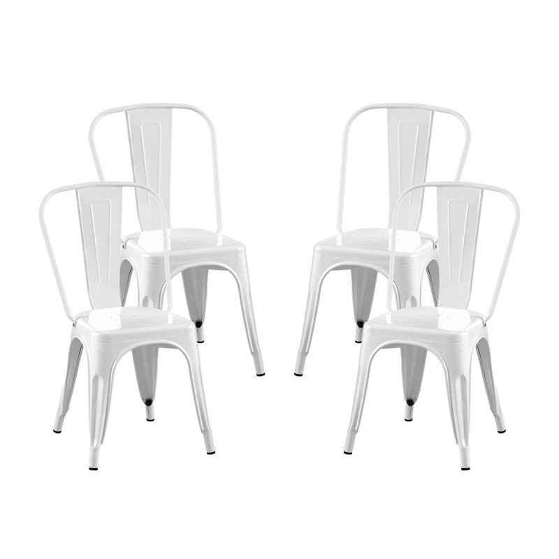 Kalya 18'' H Metal Stacking Side Chair, High Gloss White