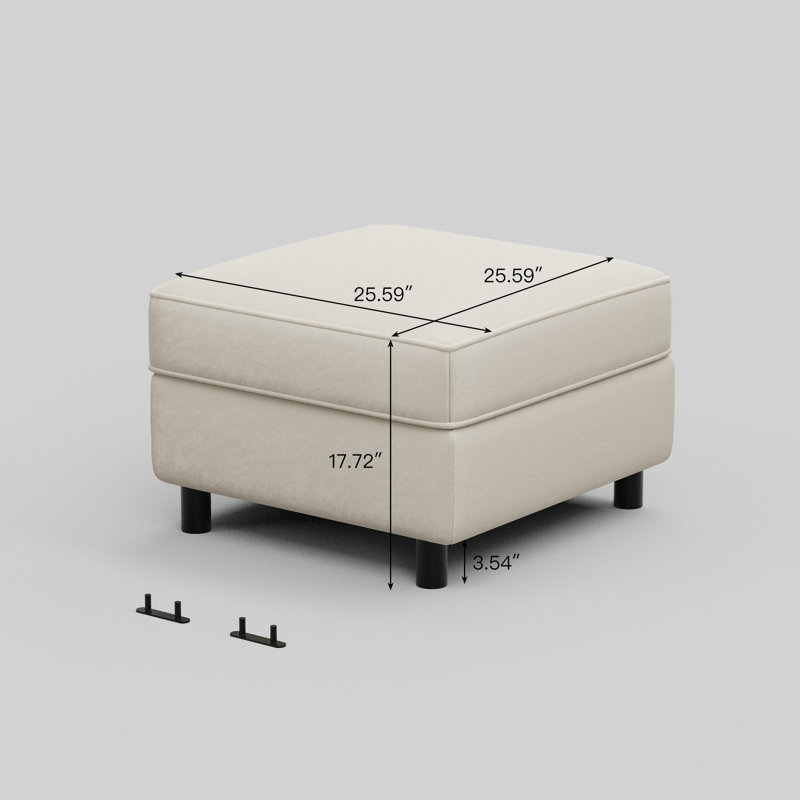 Repose-pieds en velours pour canapé modulaire, Velours gris velours