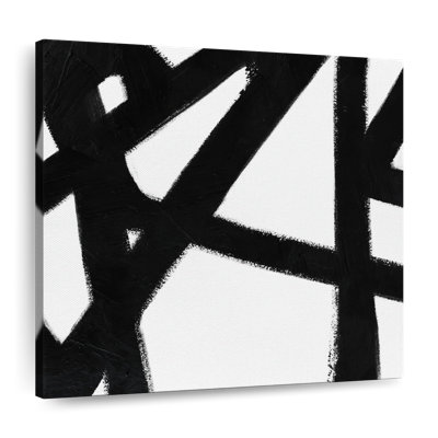 Encre noire stries IV sur toile