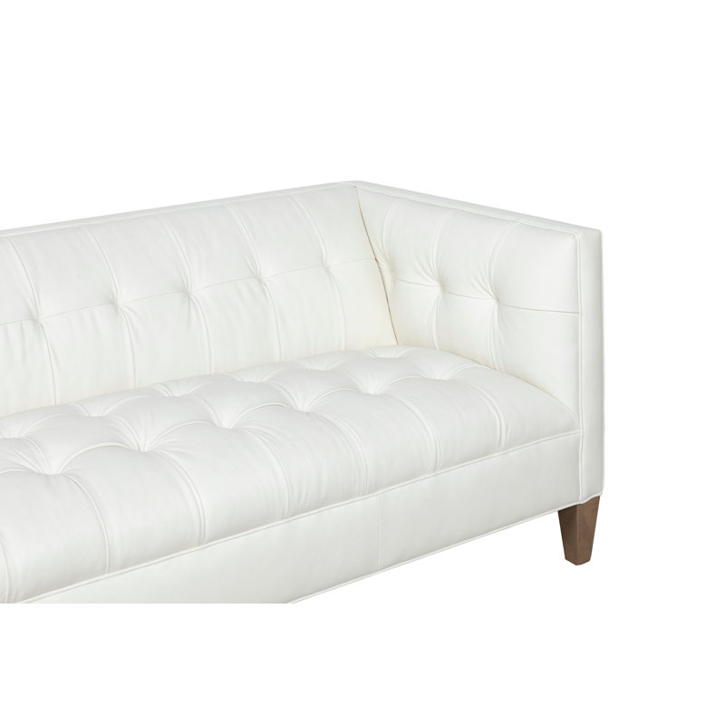 Dominique Leather Sofa, 1111 Brown, Almond Buff, 85"