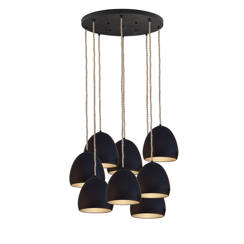 Lustre 8 lumières Clay, H 96 po x l 18 po x P 18 po, Noir mat, Bateau