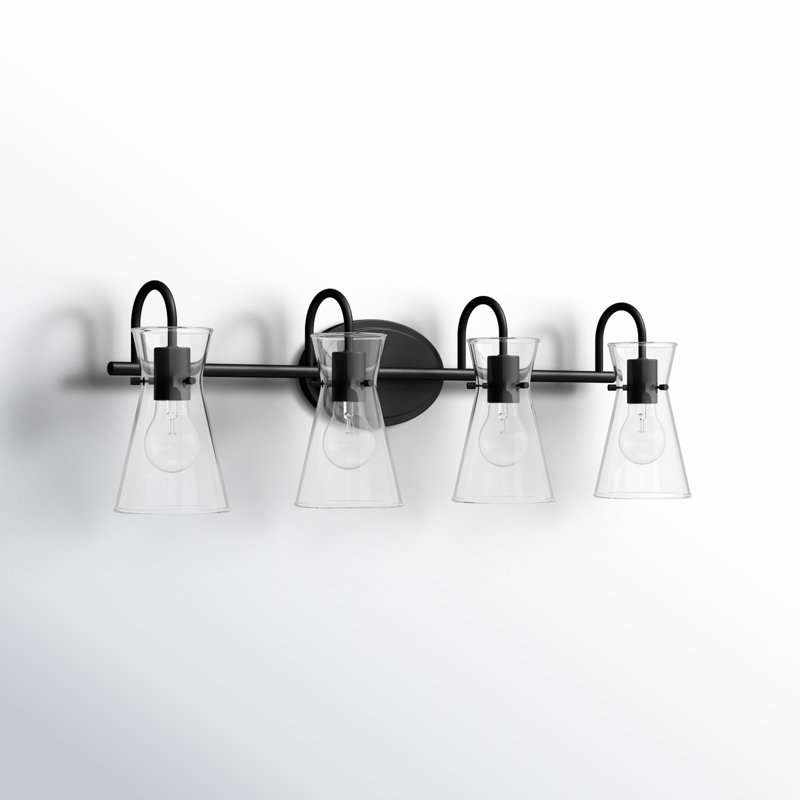 4 Light Transparent Dimmable Vanity Light, Black